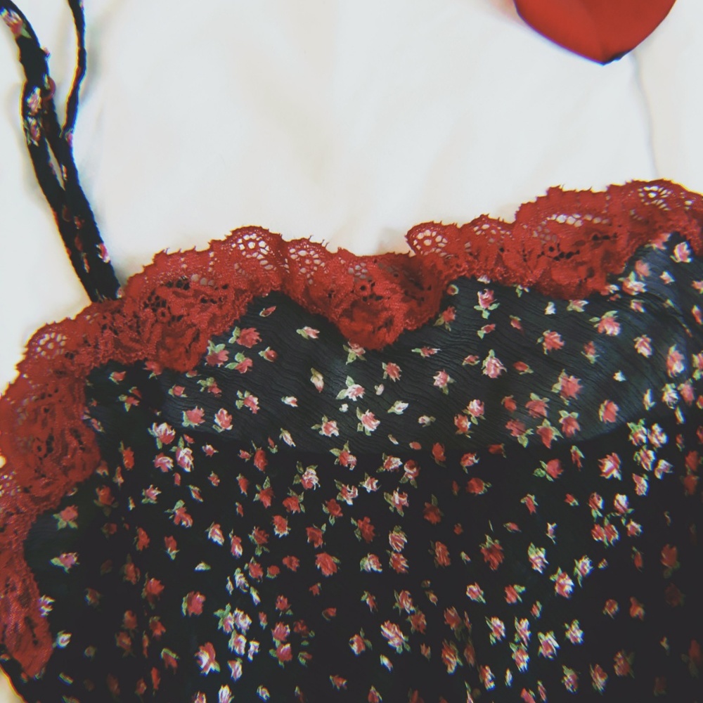 VINTAGE ROSES AND LACE LINGERIE TOP - Picture 2 of 6